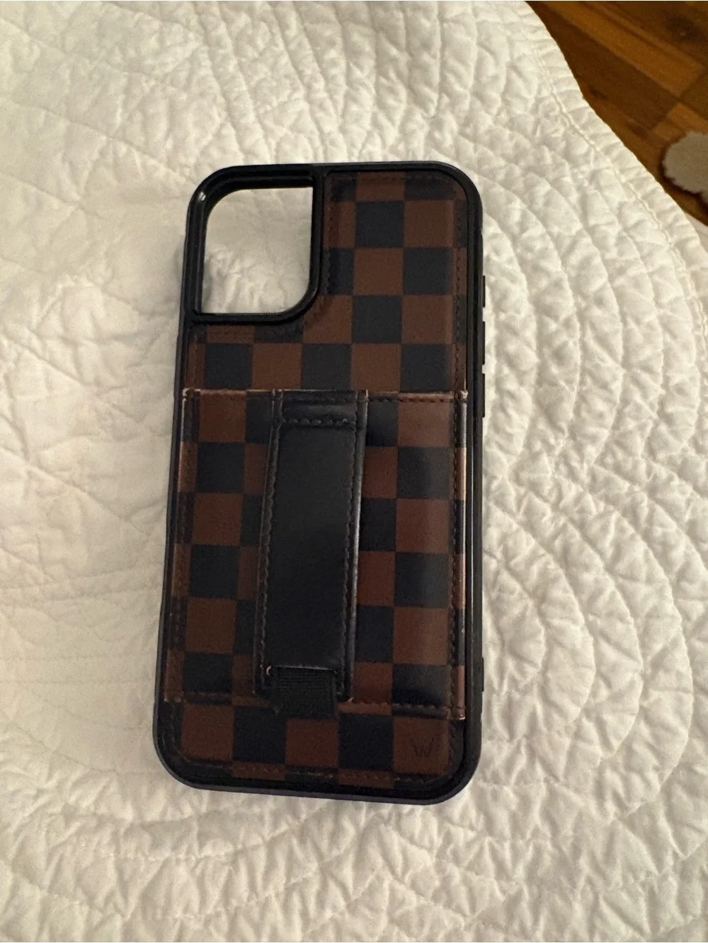 Walli Brown and Black Checkered Card Holder Phone Case